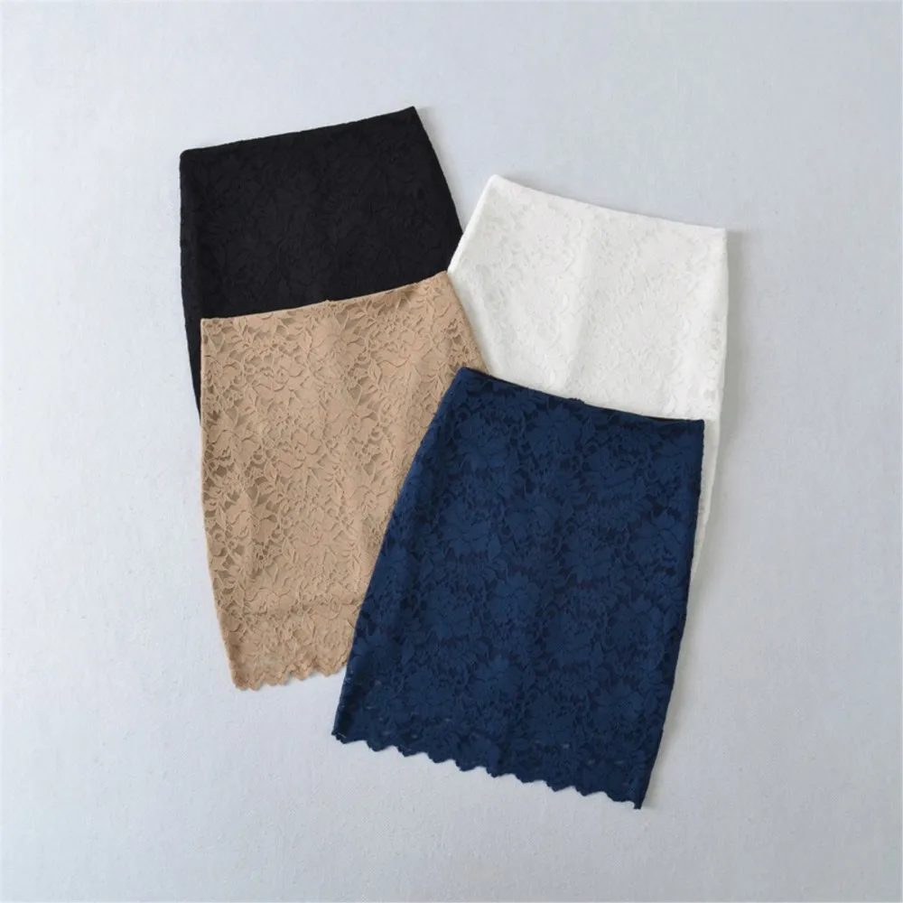 2026 spring temperament skirts for woman gentle elegant women's clothing commuting package hip Lace patchwork Slim solid color