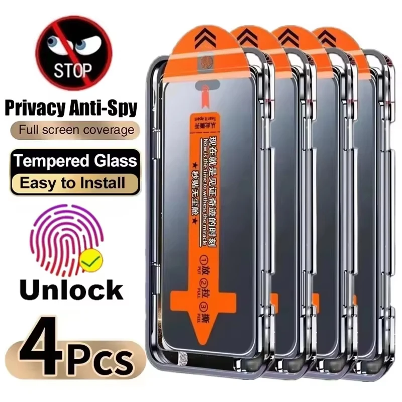 4PCS Dust Free Anti-Spy Screen Protector For Xiaomi 15T Privacy Tempered Glass 14T 13T 11T 12T Pro 10i 11X 13 14 17 Pro Max Film