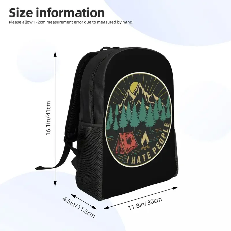 Mochila de Camping I Hate People para hombres y mujeres, resistente al agua, escuela, universidad, aventura, bolsa de senderismo, bolsas de libros estampadas