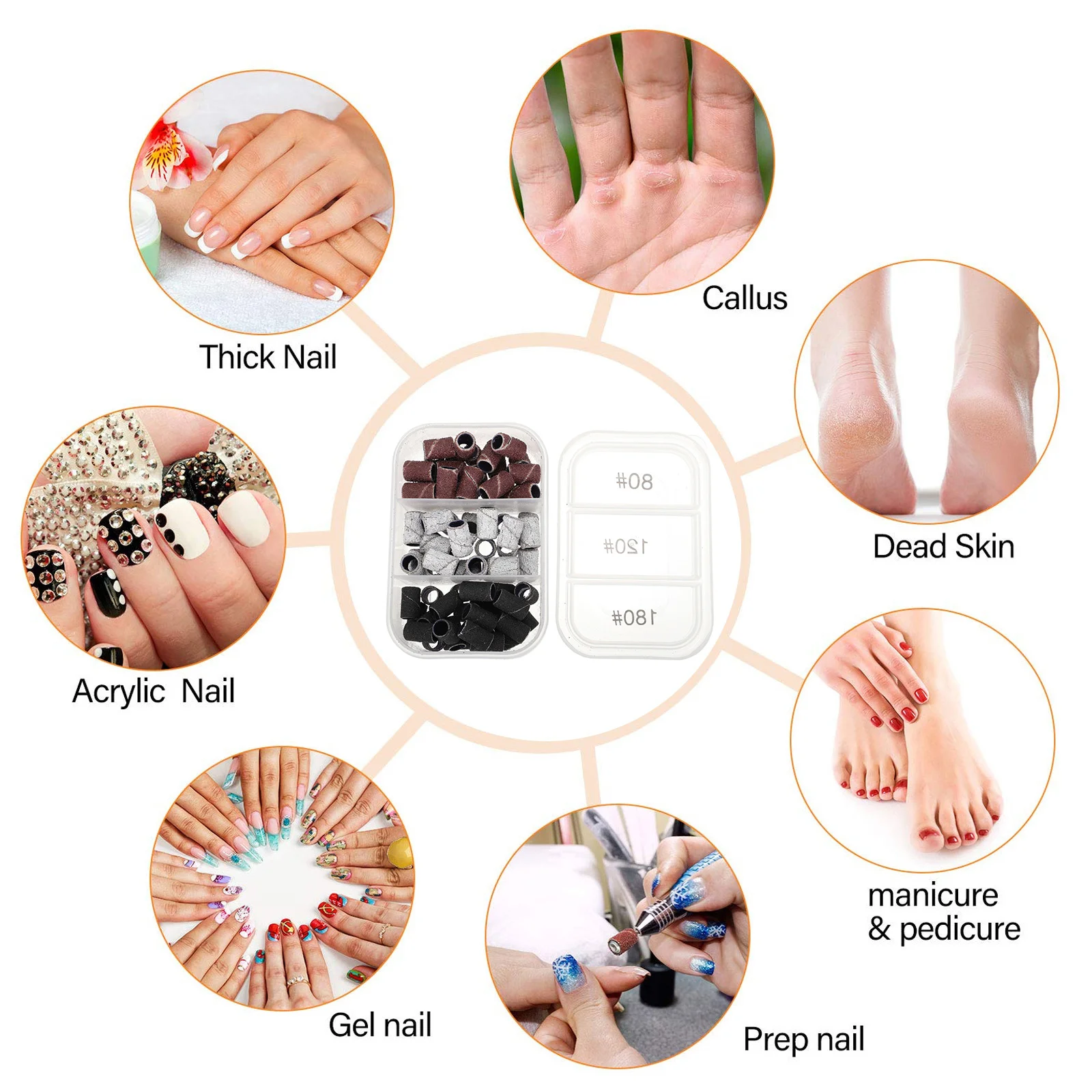 네일 그라인딩 헤드 매니큐어 샌드 링 1박스 네일 살롱 용품 DIY 페디큐어 아트 도구 드릴 폴리싱 밴드