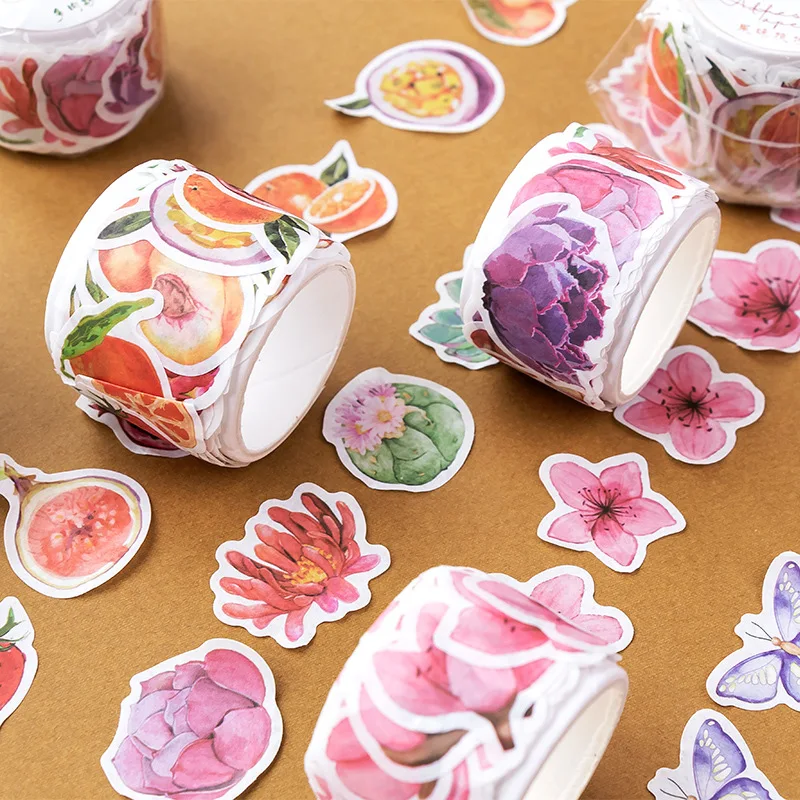 เทป washi วินเทจกระดาษกาวเฟิร์นกลีบ bunga hiasan ใบผีเสื้อสนเห็ดสำหรับวางแผนไดอารี่ diy