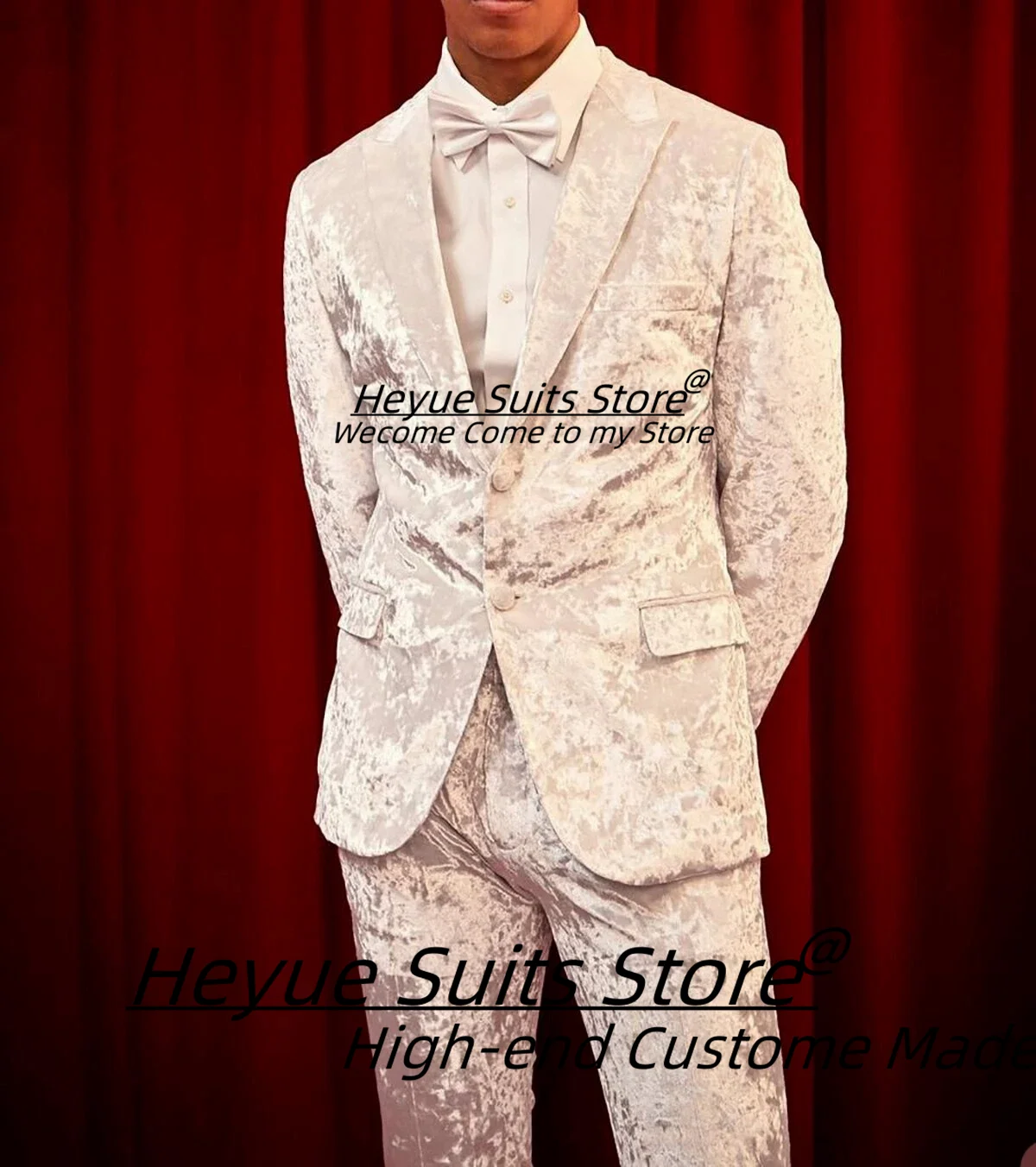 

Elegant Pink Velvet Men Suits Customized Slim Peak Lapel Groom Wedding Tuxedos 2 Pcs Sets Male Luxuly Blazers trajes para hombre