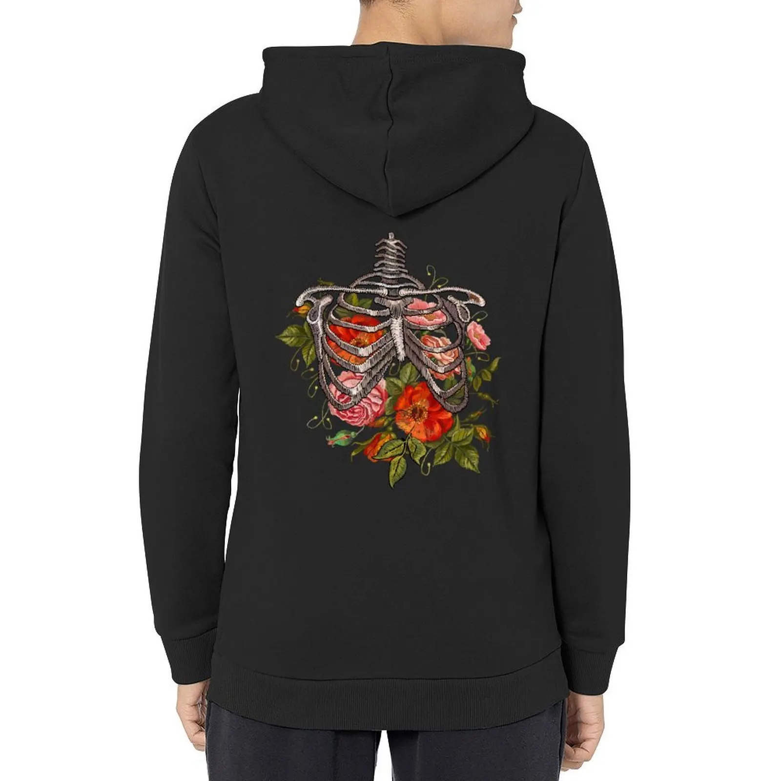 

Human rib cage with red roses Hoodie fashion men men's sweat-shirt set autumn clothes hoodies and sweatshirts new
