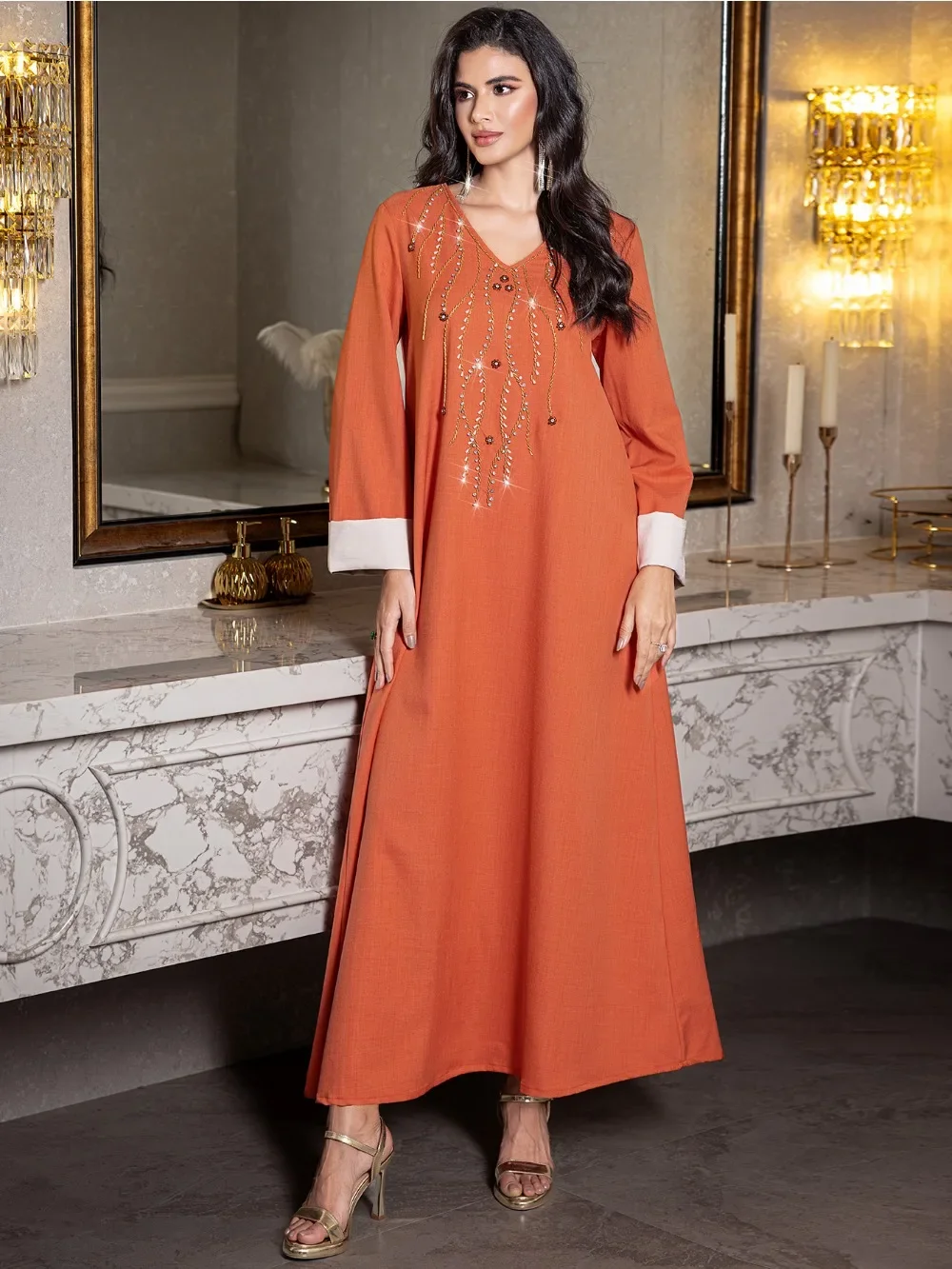 Modest Dress for Women Kaftan Ramadan Morocco Dubai Abayas Islam Diamonds Vestidos Eid Muslim Saudi Arabic Long Robe Jalabiya