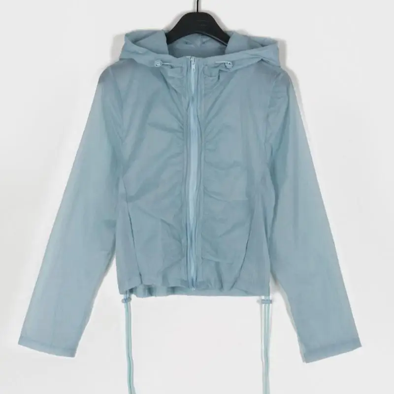 

Summer Uv Protective Hoodie for Women Lightweight Nylon Long Sleeve Jacket Fashionable Streetwear Outdoor Casual Wear