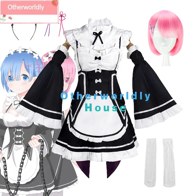 

Anime Re:Zero Ram/Rem Cosplay Costume Re:Zero Kara Hajimeru Isekai Seikatsu Halloween Cosplay Maid Outfit Uniform Suit