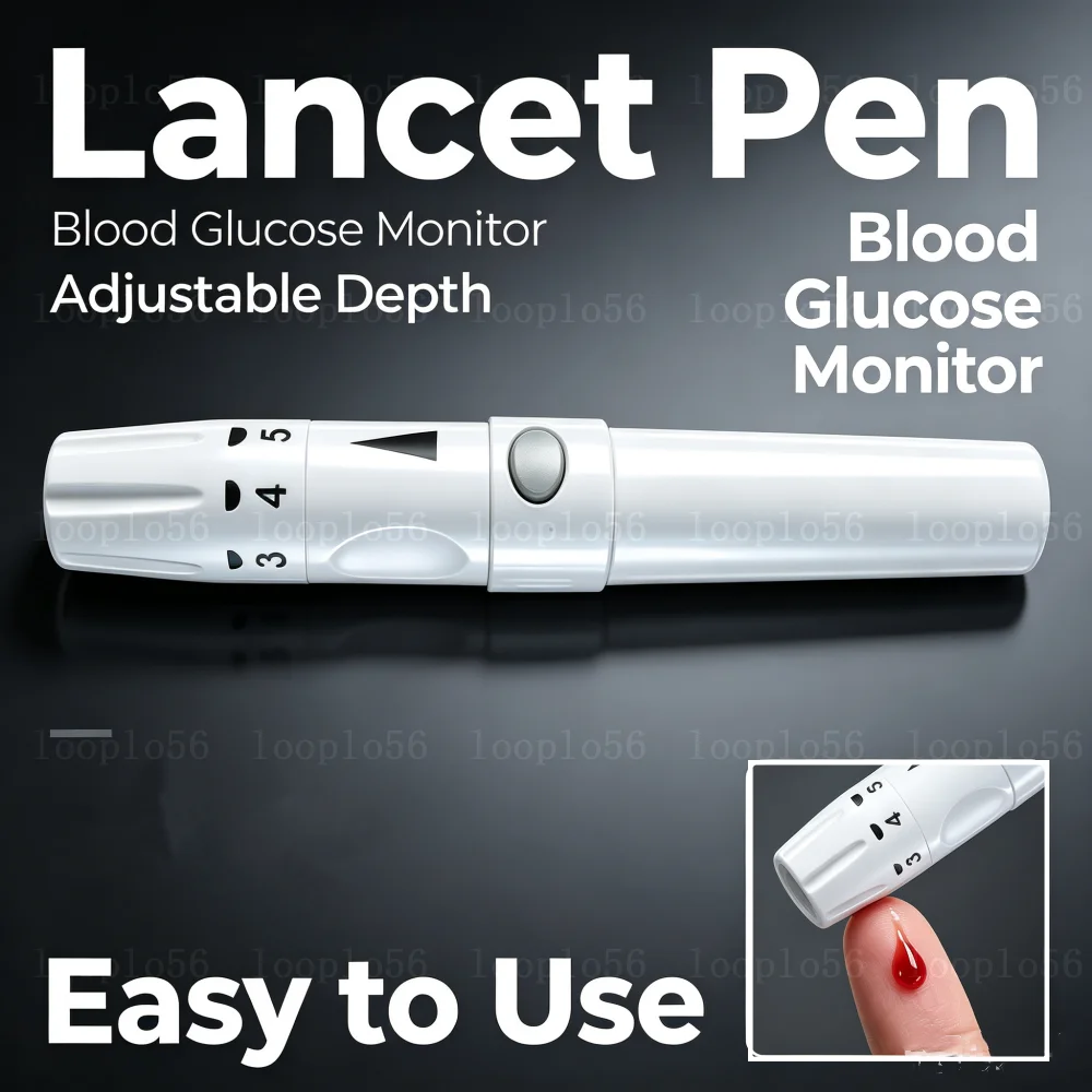 Lancet Pen Lancing Device For Diabetics Blood Collect 5 Adjustable Depth Blood Sampling Glucose Test Pen Diabet Supplies