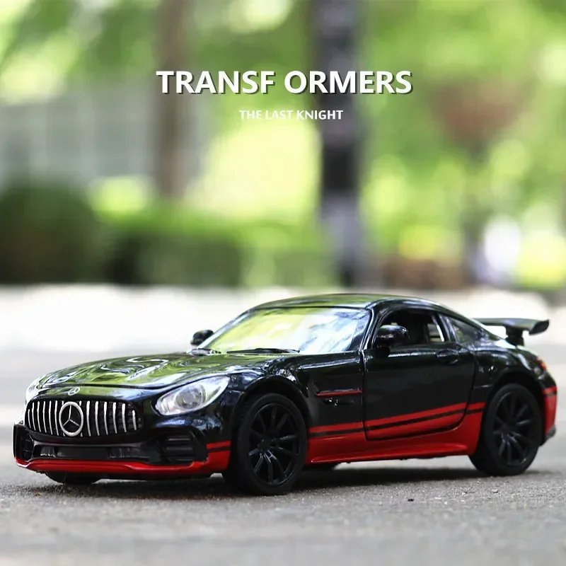 Diecast Alloy Sport Car Model for Children, 1:32, AMG GTR, Pull Back, Som e Leve, Veículos de Brinquedo, Modelos, Presentes de Aniversário