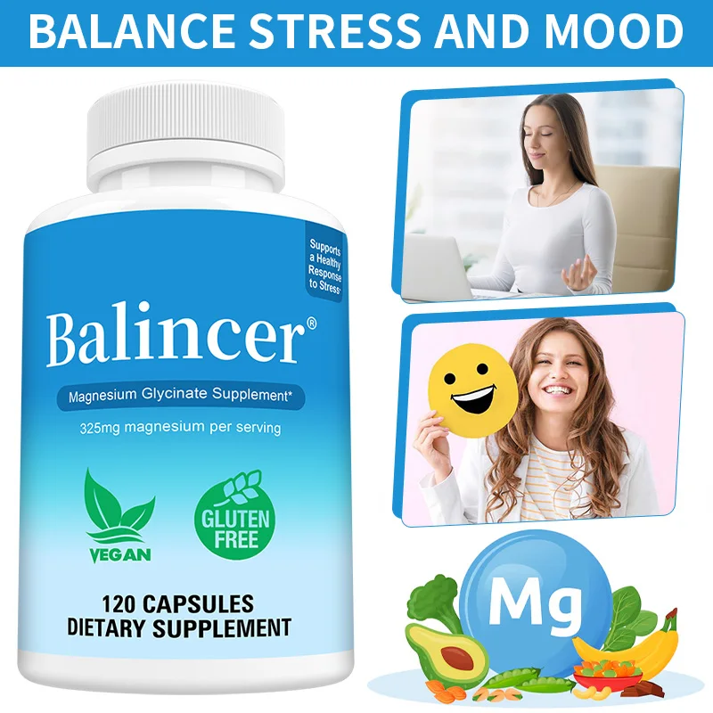 

Магния глицинат 325 мг, для снятия стресса и тревоги, поддержка здоровья мышц, суставов, костей, сердца, нервов и иммунитета, без ГМО, 120 капсул