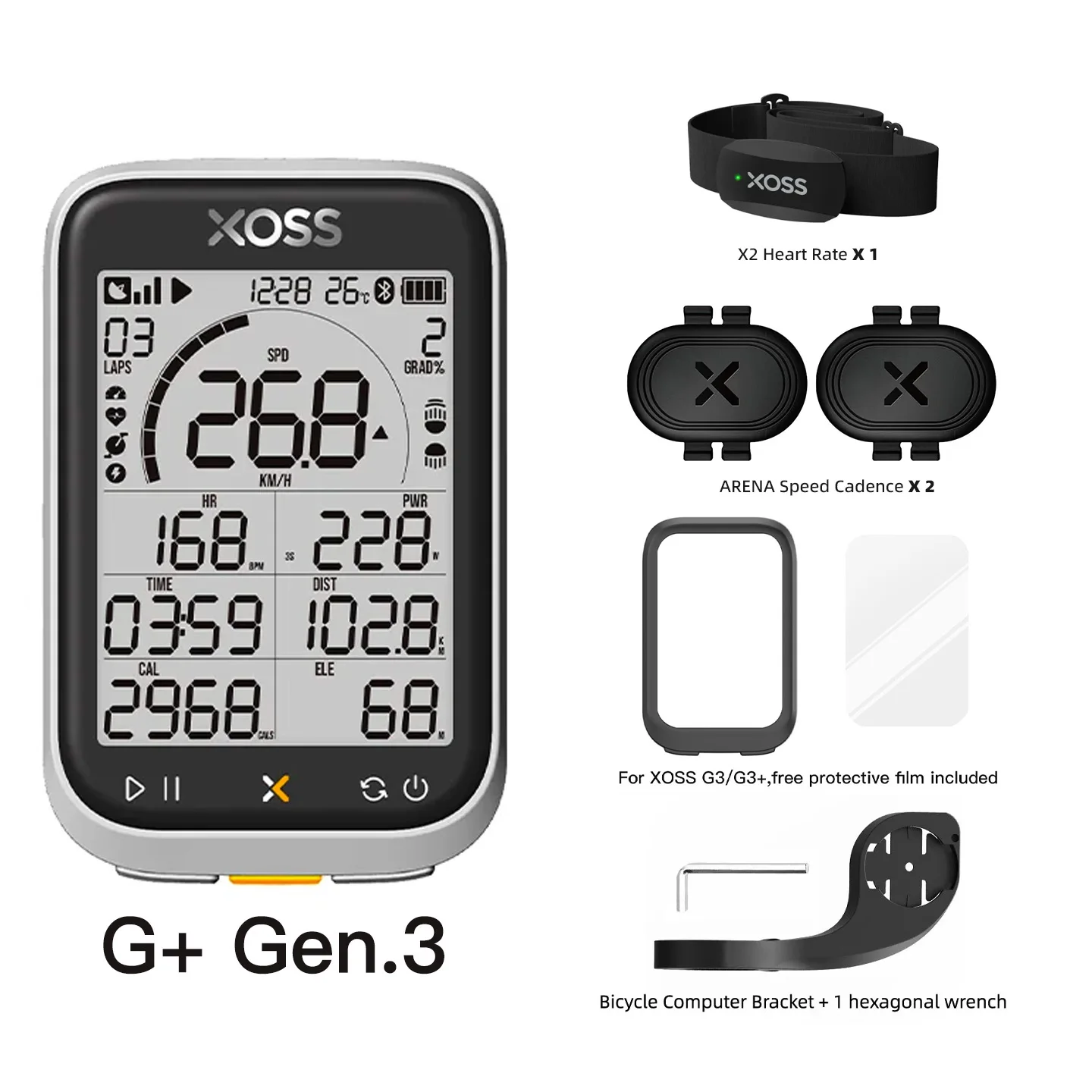 XOSS G3/G3+ GPS Bike Computer G3 Plus Cycling Speedometer ANT+