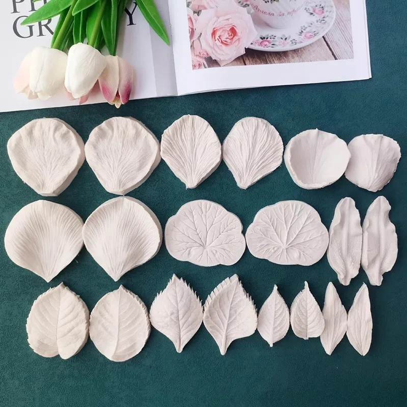 Petal Texture Pressing Mold Silicone Mold Peony/rose Leaf Shape DIY Handcrafted Clay Flower Carving/cake-shaped Decorative Mold