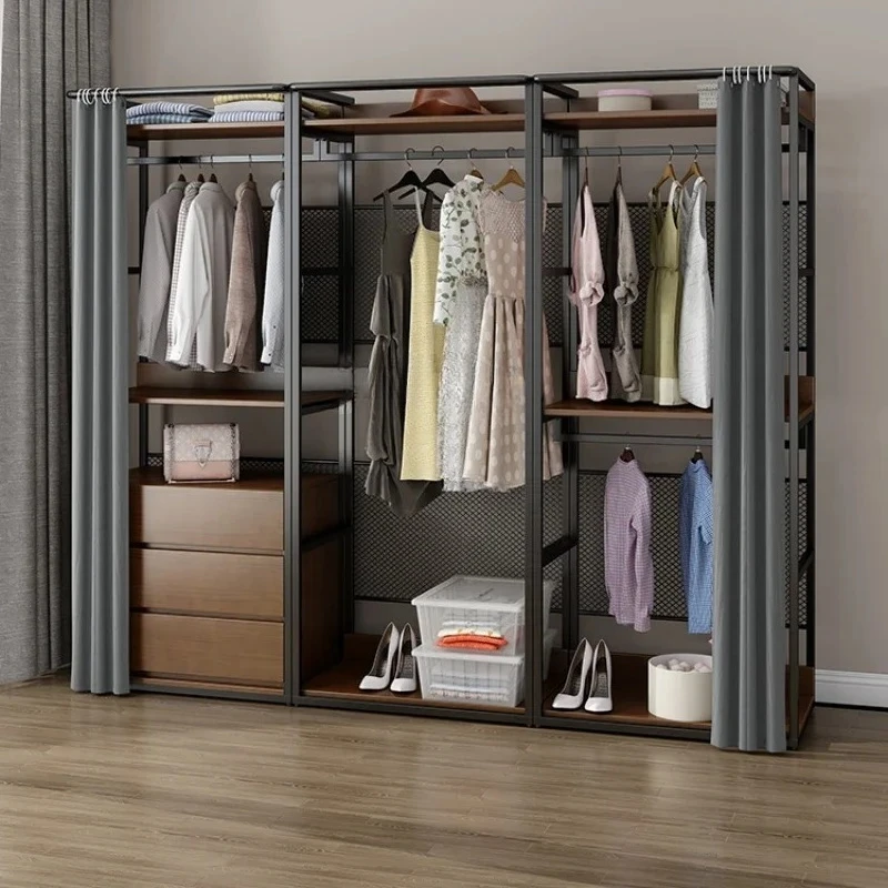 

Open wardrobe shelves wrought iron home bedroom cloakroom cabinet combination