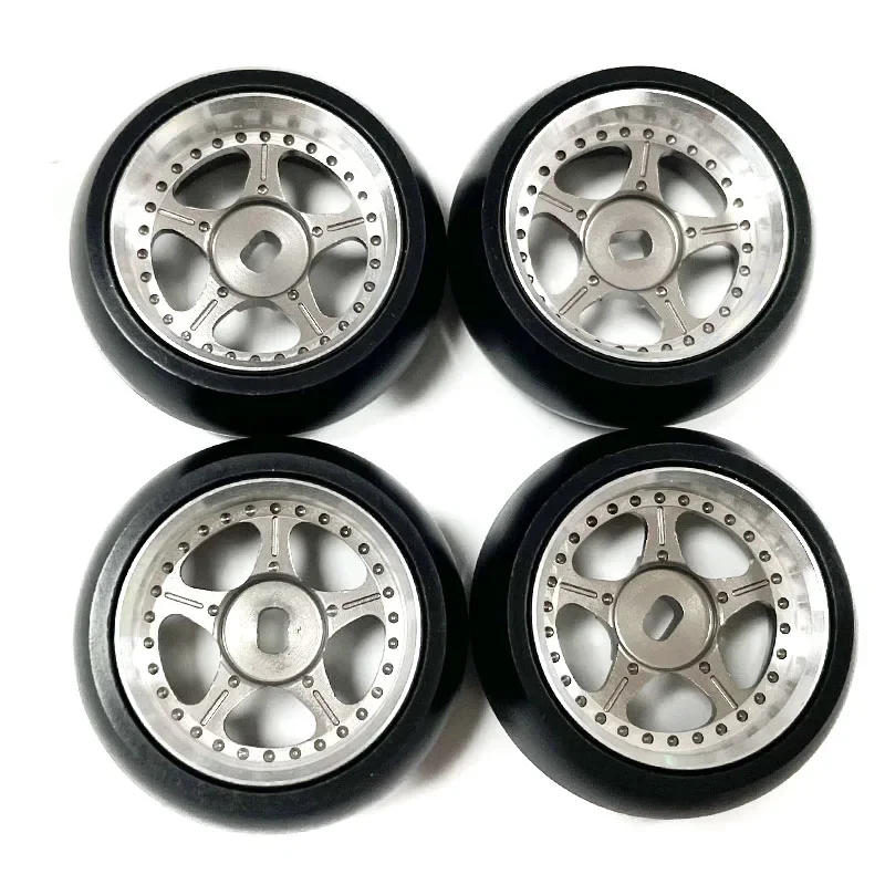 4 Pcs  Rubber Drift Tyre Hard Anodized Wheel Rims for Wltoys K969 K989 P929 1:28 Scale RC Car Replacement Accessory Parts