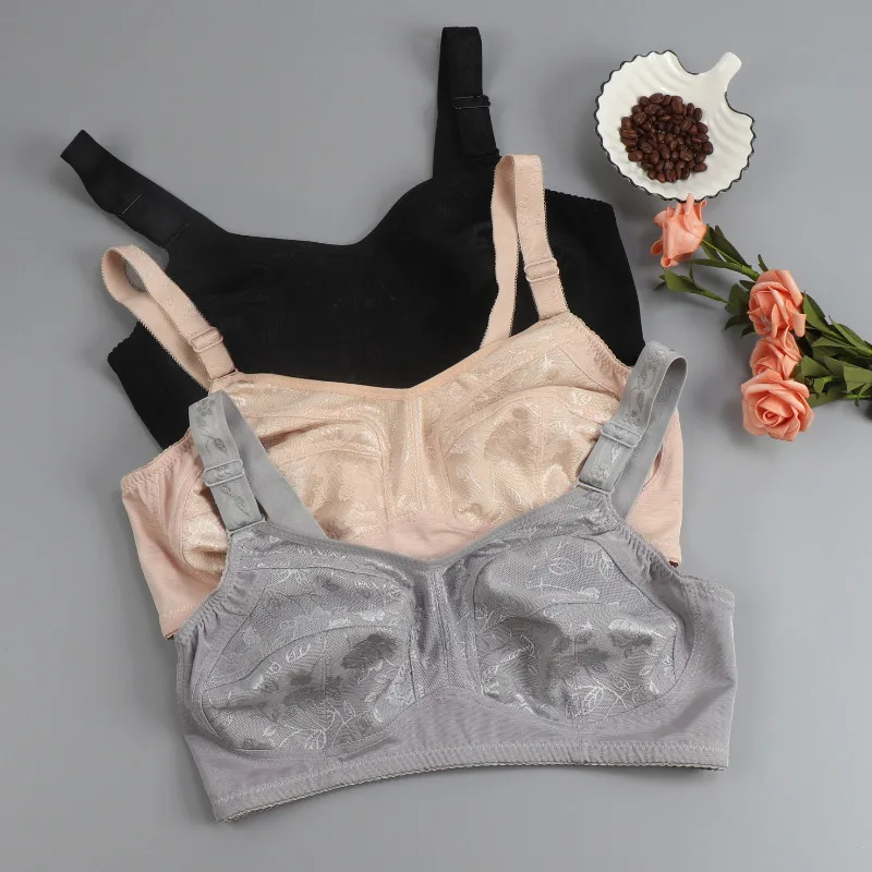 Reggiseni da donna grandi neri Reggiseno di pizzo taglie forti per donna Senza fodera Copertura completa Sottile senza fili Cinghie regolate Coppa D Comfort Women'Bras