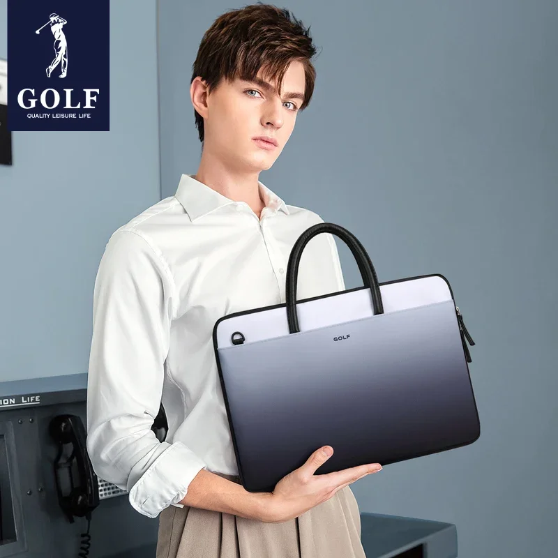 GOLF New Computer Bag Women and Men's 14 inch Laptop Gradient Handheld Large Capacity One Shoulder Crossbody Tote Bag Trendy