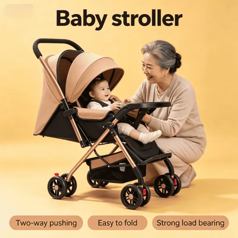

Lightweight Foldable Reversible Baby Stroller Reclining Seat for Newborn & Infant Compact Travel Pram for Easy Transport