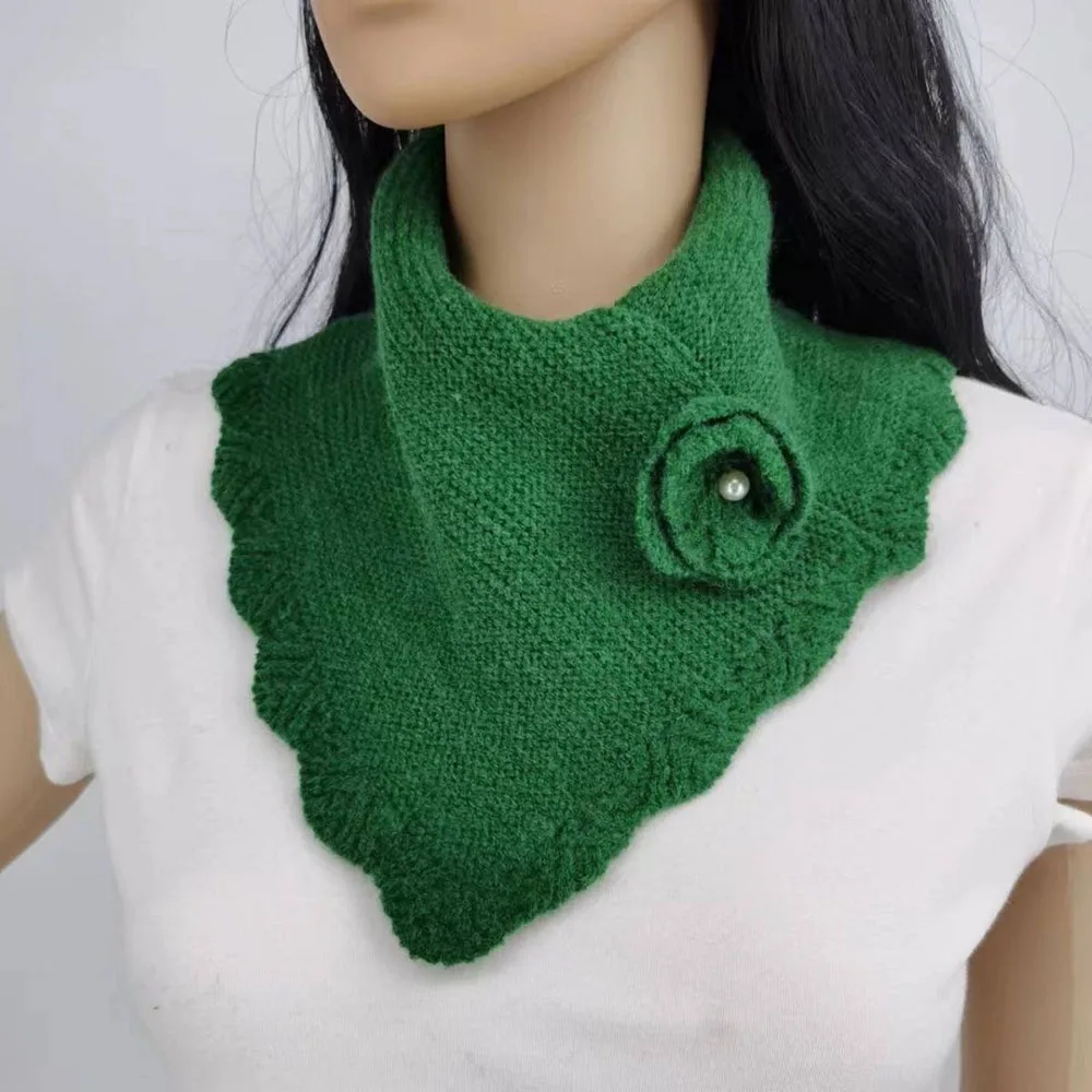 

Fashion Windproof Neck Warmer Knitted Scarf Collar Winter Soft Thick Scarves for Women Detachable Knit Flower Fake Collar Scarve