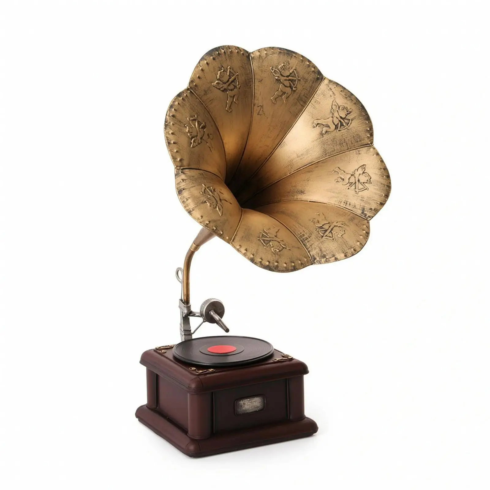 Phonographs Ornament with Golden trumpets Antique-Style Phonographs