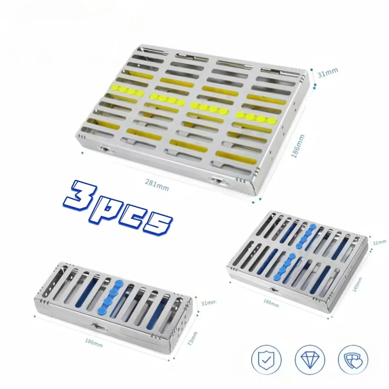 Dental Sterilization Rack Surgical Autoclavable Sterilization Box Dental  Disinfection Tray Dentist Tools Place The Box 3pc