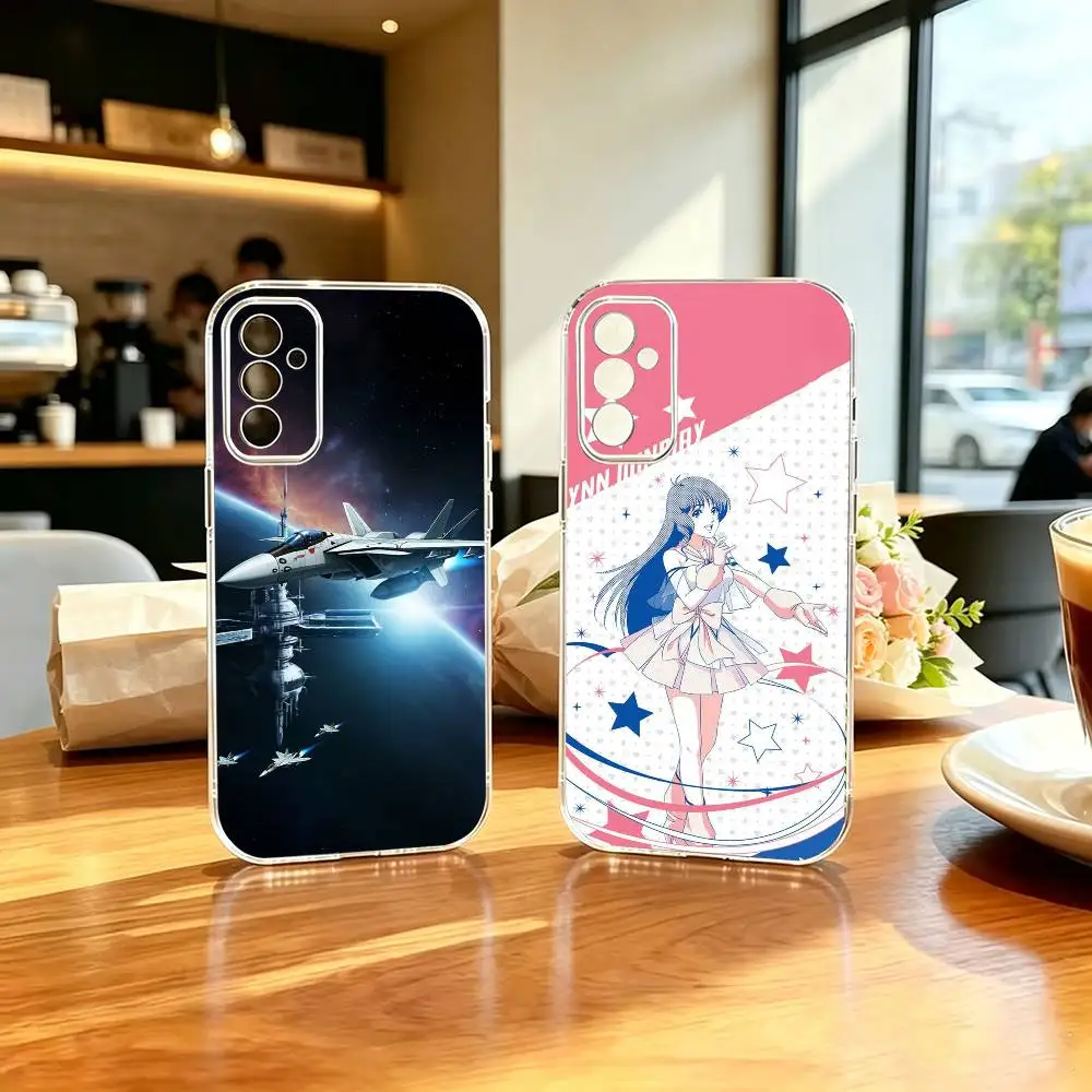 Anime Sapce war with alien M-Macross  Stand Phone Case Transparent TPU For Samsung A71, A70, A52, A51, A40, A30, A20