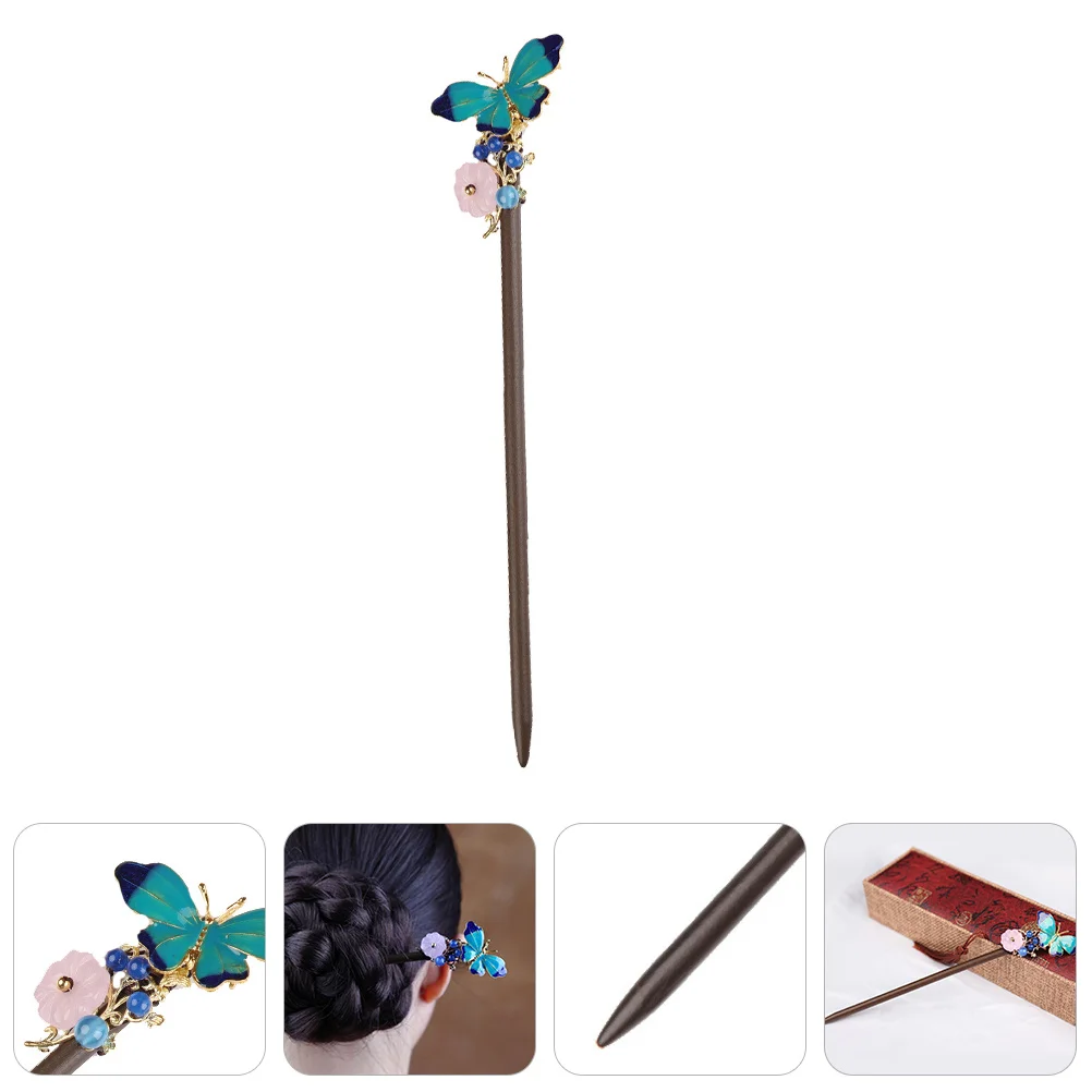 

Elegant Classical Hair Clip Pin Ebony Material Finish Retro Oriental Feeling Hair Bun Stick Long Chinese Hairpin