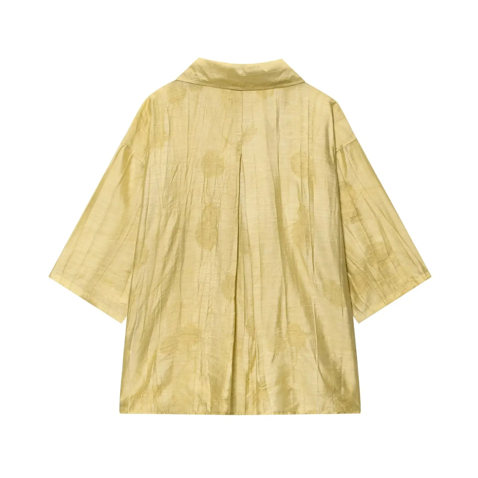 Myst & za2025 verão novas chegadas feminino casual chique jacquard solto camisa superior + jacquard casual calças retas conjunto
