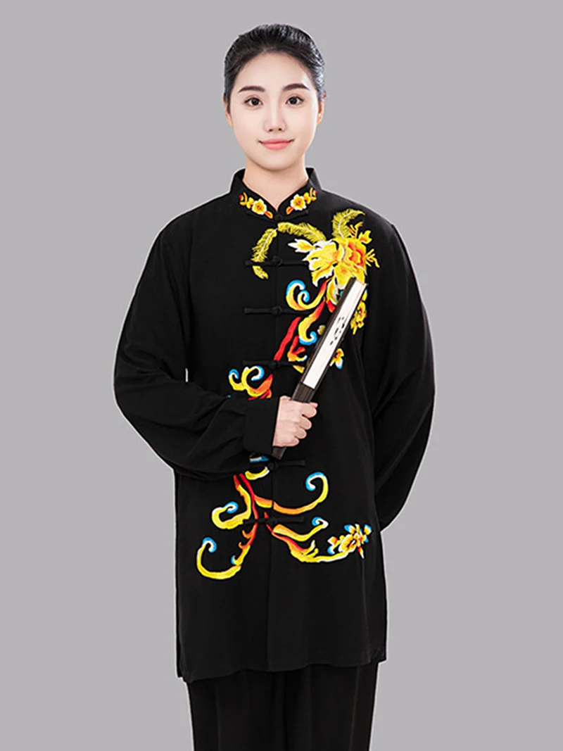 Women's Tai Chi Suit Premium Embroidered Peony Pattern New Arrival 2026 Martial Arts Training & Performance Wear for Adults
