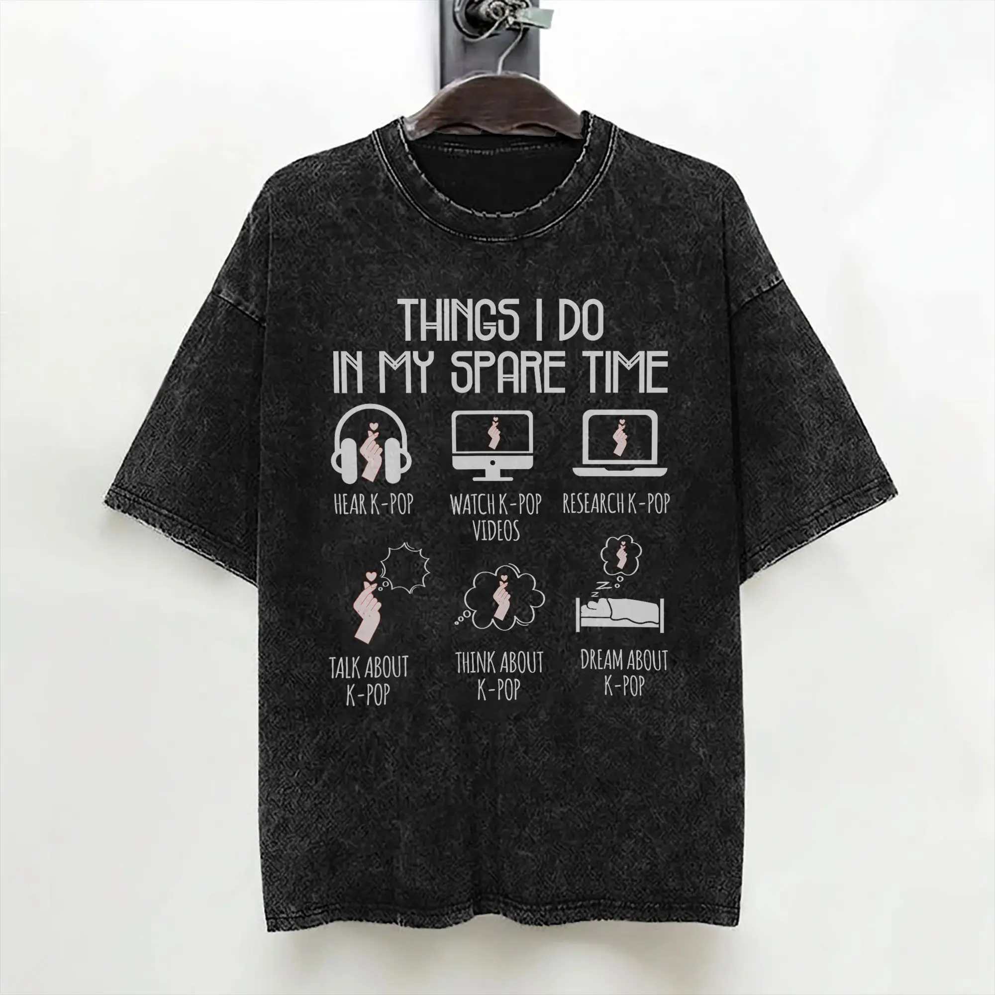 Washed T Shirts Kpop Things I Do In My Spare Time Hip Hop Retro T-Shirts Harajuku  Streetwear Short Sleeve Summer Tops Tees Men