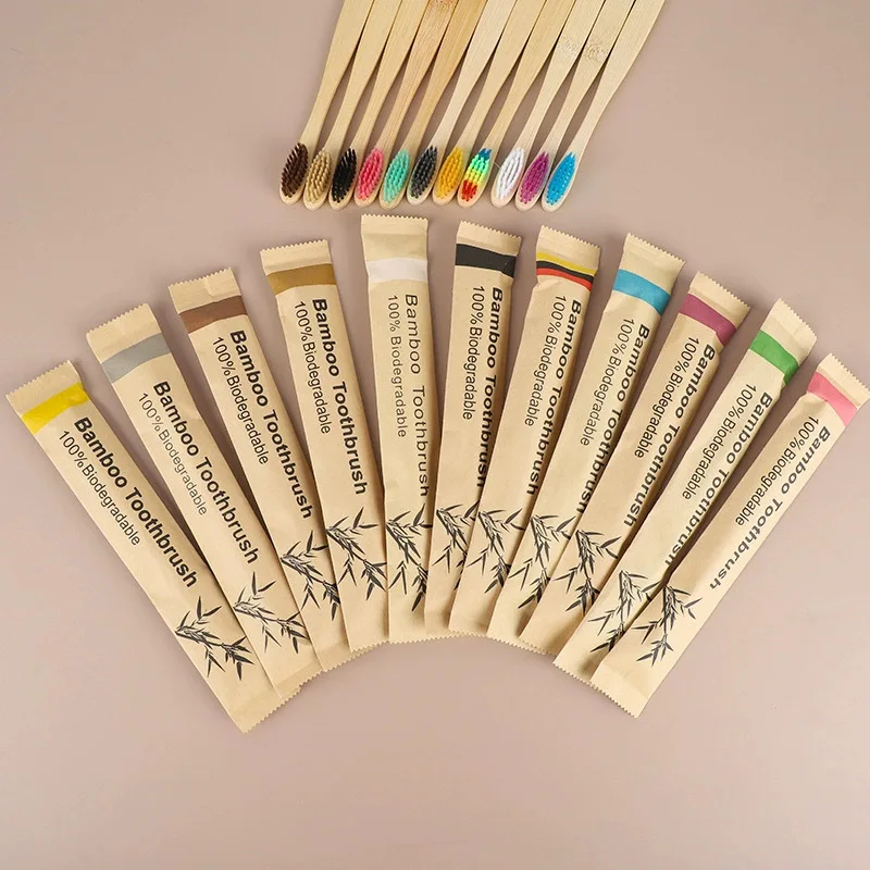 1000PACK Soft Bristle & Bamboo Toothbrush,Custimized LOGO Biodegradable Natural Tooth Brushes Oral Care Tool for Adults