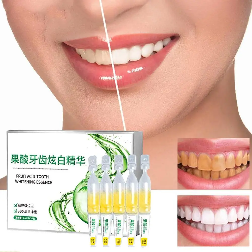 Suero de limpieza dental con sabor a menta Natural, 2 piezas, esencia blanqueadora para el cuidado bucal, elimina eficazmente las manchas, ampolla de pasta de dientes