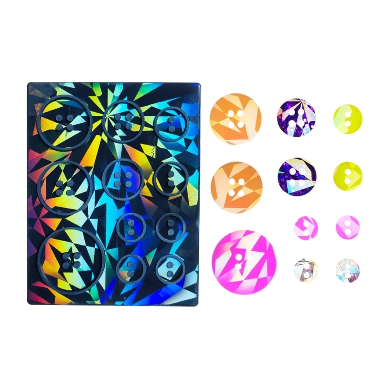 Sparkling Effect Button Silicone Mold for DIY Resin Jewelry Craft Holographic Resin Button Mold Personalized Button Mold