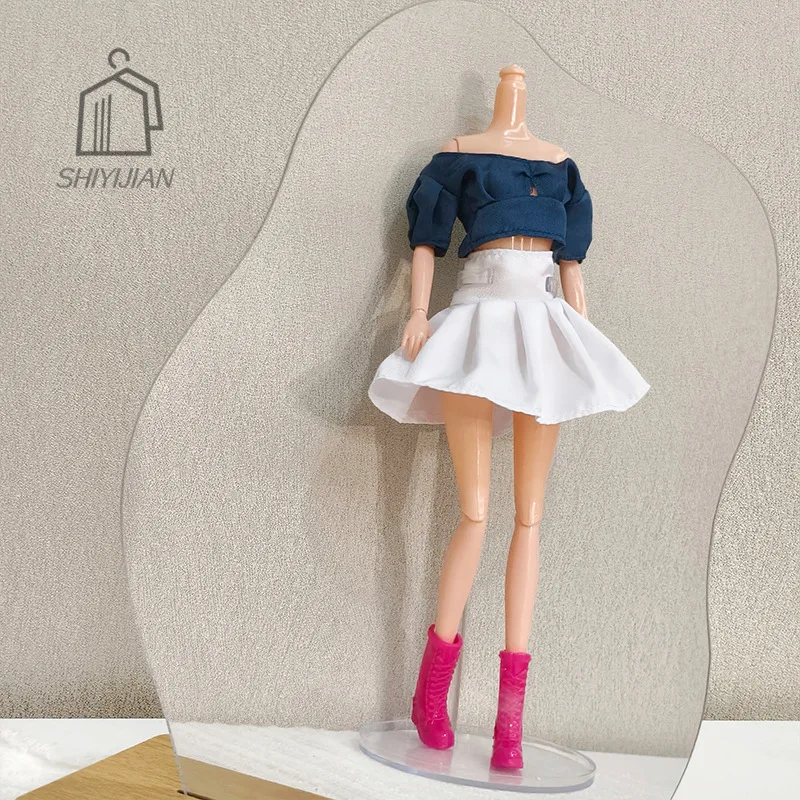 30cm/11 Polegada supermodelo boneca roupas acessórios doce estilo universitário topo + cintura alta saia plissada conjunto brincalhão vestir-se roupas