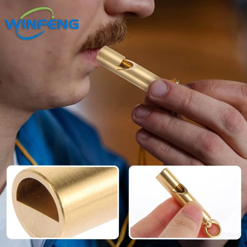 High Quality Stainless Steel EDC Keychain Premium Brass Emergency Whistle Keyring for Outdoor Camping Hiking Survival Supplies