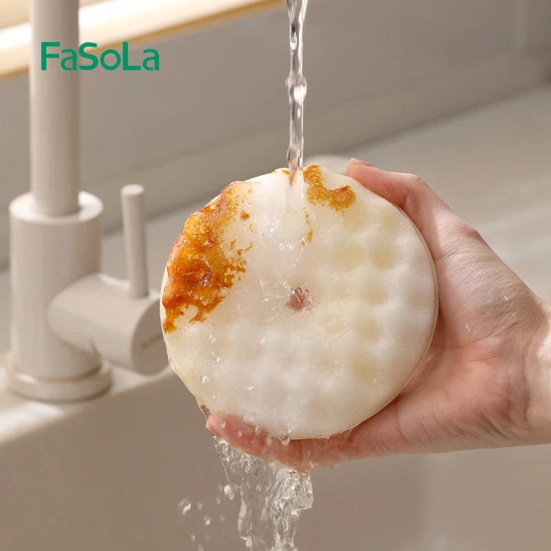 FaSoLa 2Pcs Double-side Suction Cup Sponge Wipe Detachable Soft Kitchen Cleaning Brush Dishes Brush For Dishes Plate Pan Pot