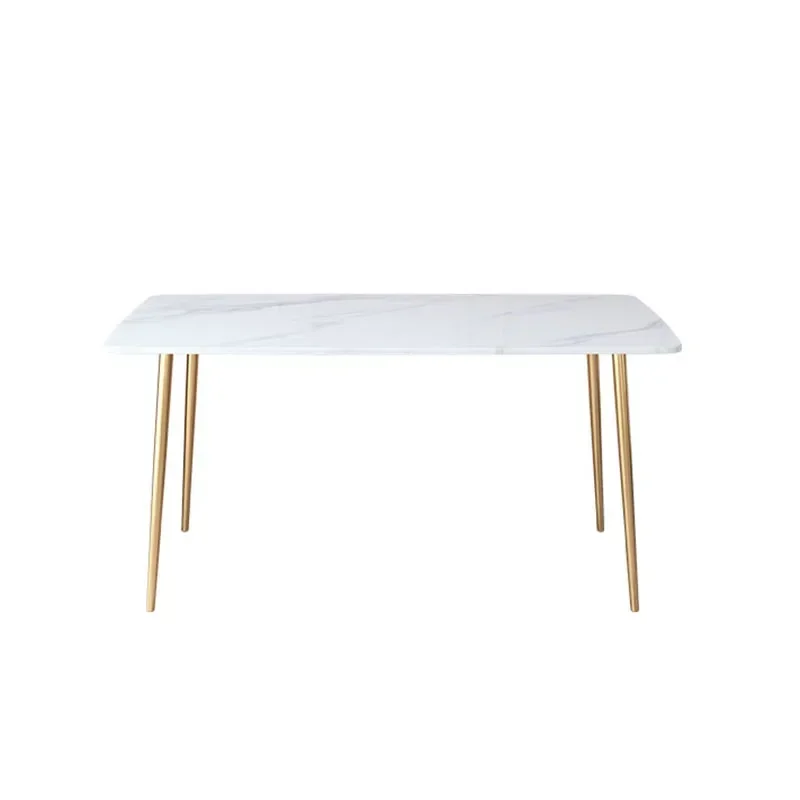 Nordic White Dining Table Decor Gold Legs Living Room Design Dining Table Aesthetic Marble Top