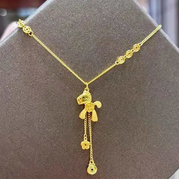 

New Chinese Style Coin Horse Flower Fortune Bag Pendant Necklace Women 2025 Trendy Luxury Niche Clavicle Chain Jewelry Gift