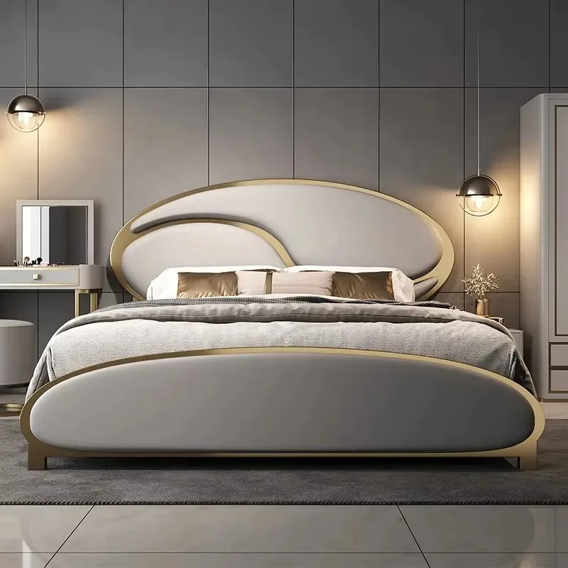 Gray Double Storage Bed Set Luxury Leather Designer Adults Modern Bedroom Cama De Casal Furniture Home