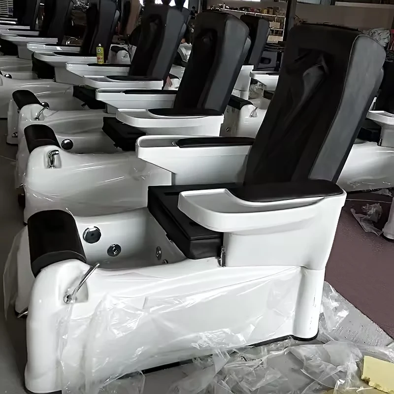 Révision Triple banc 2019 repose-pieds plate-forme prix pas cher chaises de spa luxe débordement d'ongles baignoire rose Salon manucure pédicure chaise