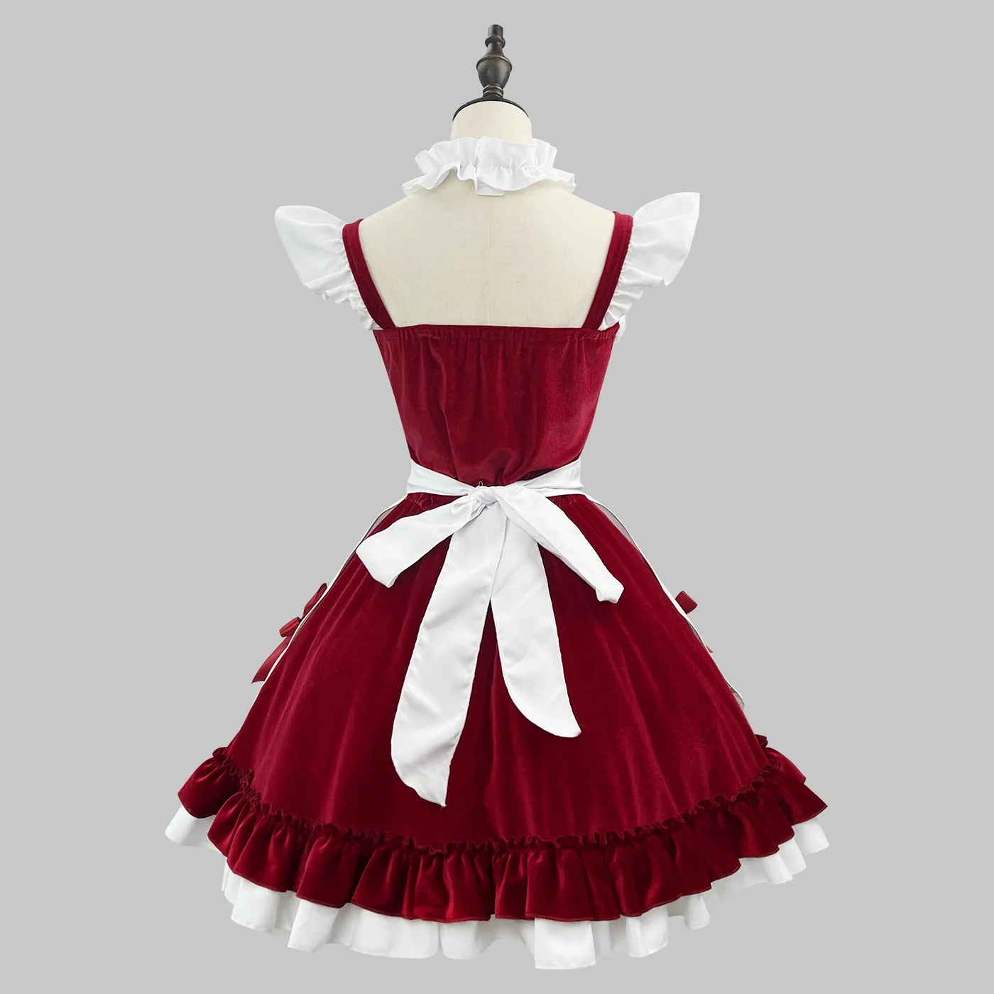 S -5XL Sexy Navidad vestido de sirvienta Lolita disfraz Cosplay Claret vestido de Año Nuevo traje para sirvienta disfraz de fiesta de sirvienta de Halloween