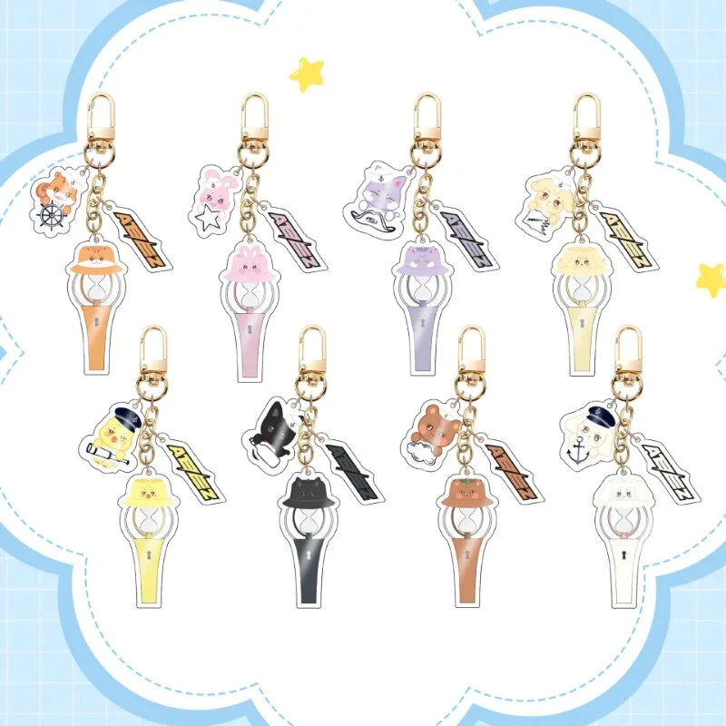 

3pcs Kpop ATEEZ Acrylic Keychain Hongjoong Yeosang Cartoon Double-sided Keychain Pendant Wooyoung Jongho Cartoon Image Keychain