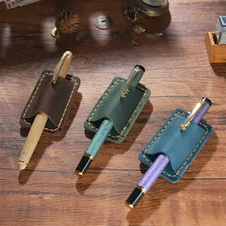 Genuine Leather Pen Clip Stainless Steel Notebook Accessories Handmade Goods  5 Colors Real Leather