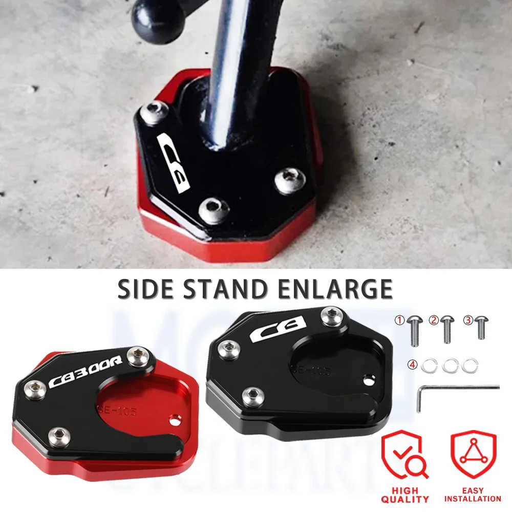 

For Honda CB300R 2018-2023 2022 Motorcycle CNC Kickstand Foot Side Stand Extension Pad Support Plate Enlarge Stand CB 300R LOGO