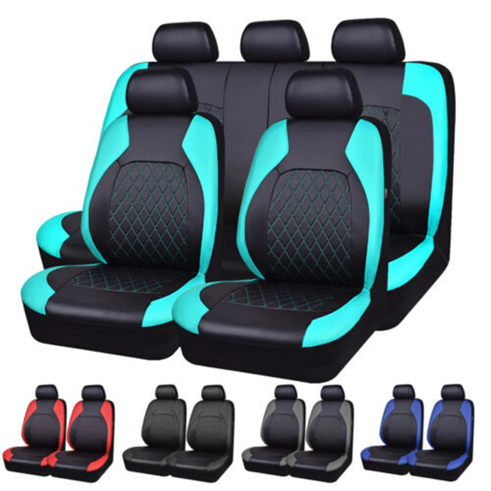 

4Pcs/9Pcs Car Seat Cover Universal PU Leather Car Seat Cushion Front And Rear Seat Full Protection Seat Pad For Cars Trucks Vans