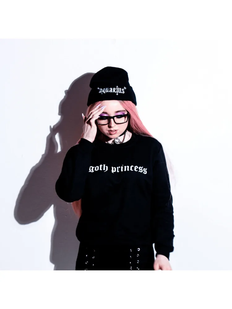 Fashion Women's Sweatshirt Goth Princess Graphic Grunge Gothic Ladies Tops Female Round Neck Harajuku Ulzzang Clothes Tumblr