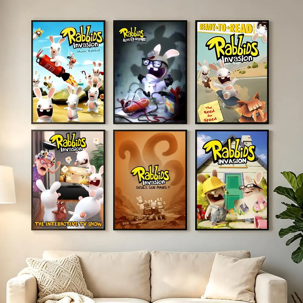 anime Rabbids Invasion Poster Poster HD Printing Comfortable and Fresh Style Wall Art Home Decor Living Room Cafe Gift