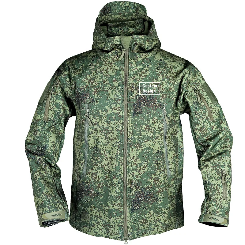 DIY LOGO Custom Design Military Outdoor Fleece Warm SoftShell  Man Jackets Coat