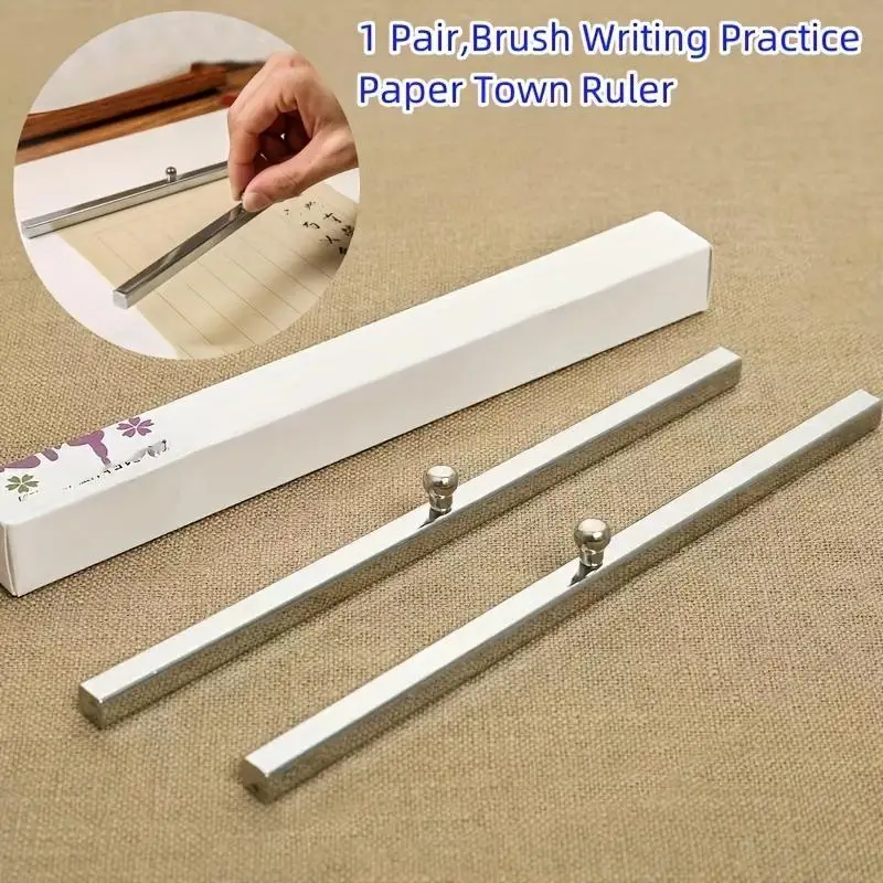 1 Pair Brush Writing Practice Paper Town Rulers Iron Crafted Kawaii Stationery Unique Gift for Calligraphy Art Enthusiasts