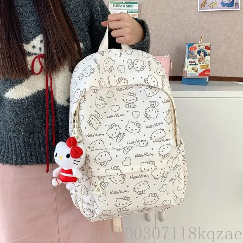  Hello Kitty Anime Backpack Cute Large Capacity School Bag for Students Commuter Travel Shoulder Bag Gift