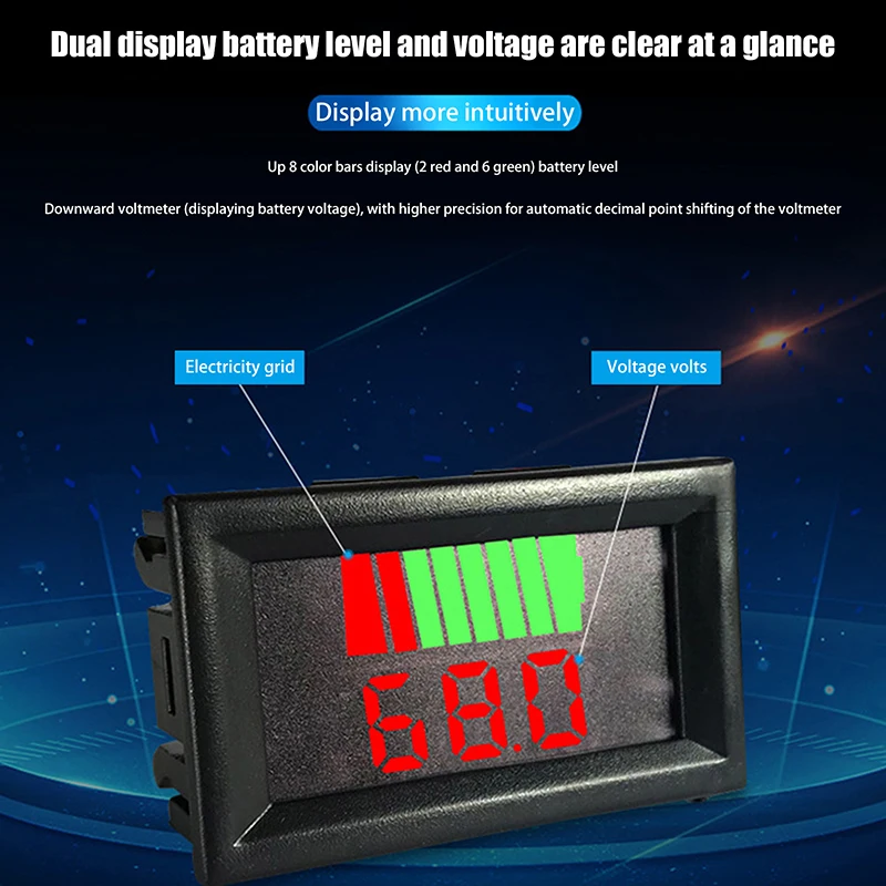 12V/24V/60V/72V Waterproof LCD Digital Voltmeter Car Moto Battery Capacity Indicator Lead Acid Voltage Tester