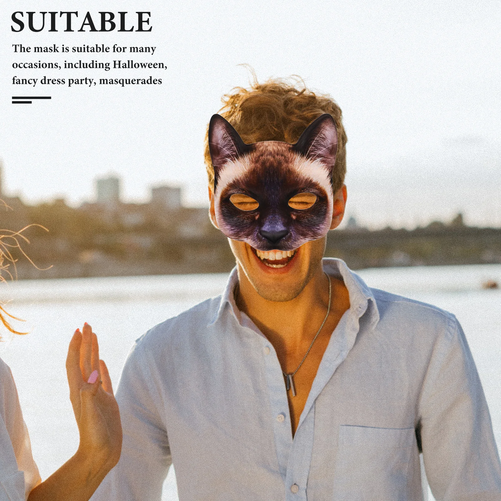

2pcs Masks Cosplay Halloween Masquerade Decorations American Shorthair Carnival Party Cat Mask Siamese Cat Mask Cats